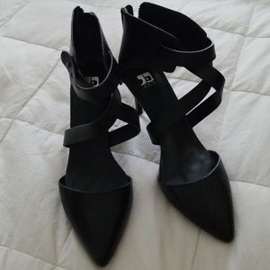 Joe's strappy black leather heels